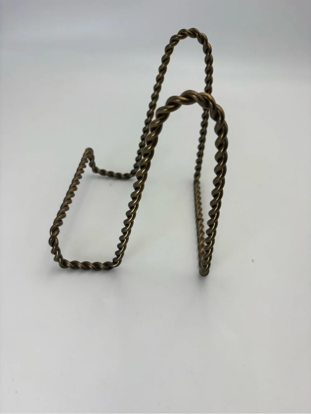 Vintage Sturdy Twisted Metal Display Stand - Brass Colored Finish